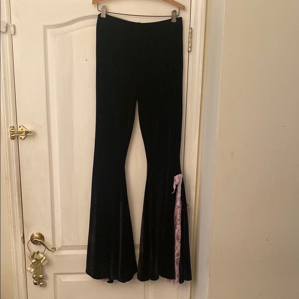 Stroke Of Midnight Velvet Flared Pants Sugar Thrillz